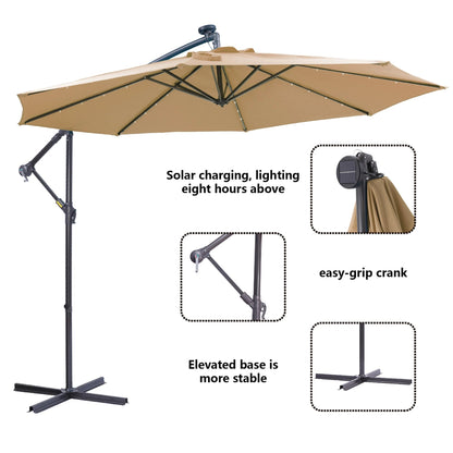 10 FT Solar LED Patio Outdoor Umbrella Hanging Cantilever by eprolo