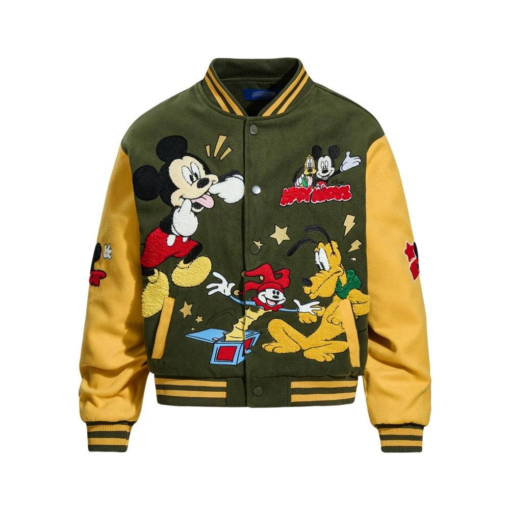 Mickey Cartoon Heavy Industries Embroidered Baseball Jacket by eprolo