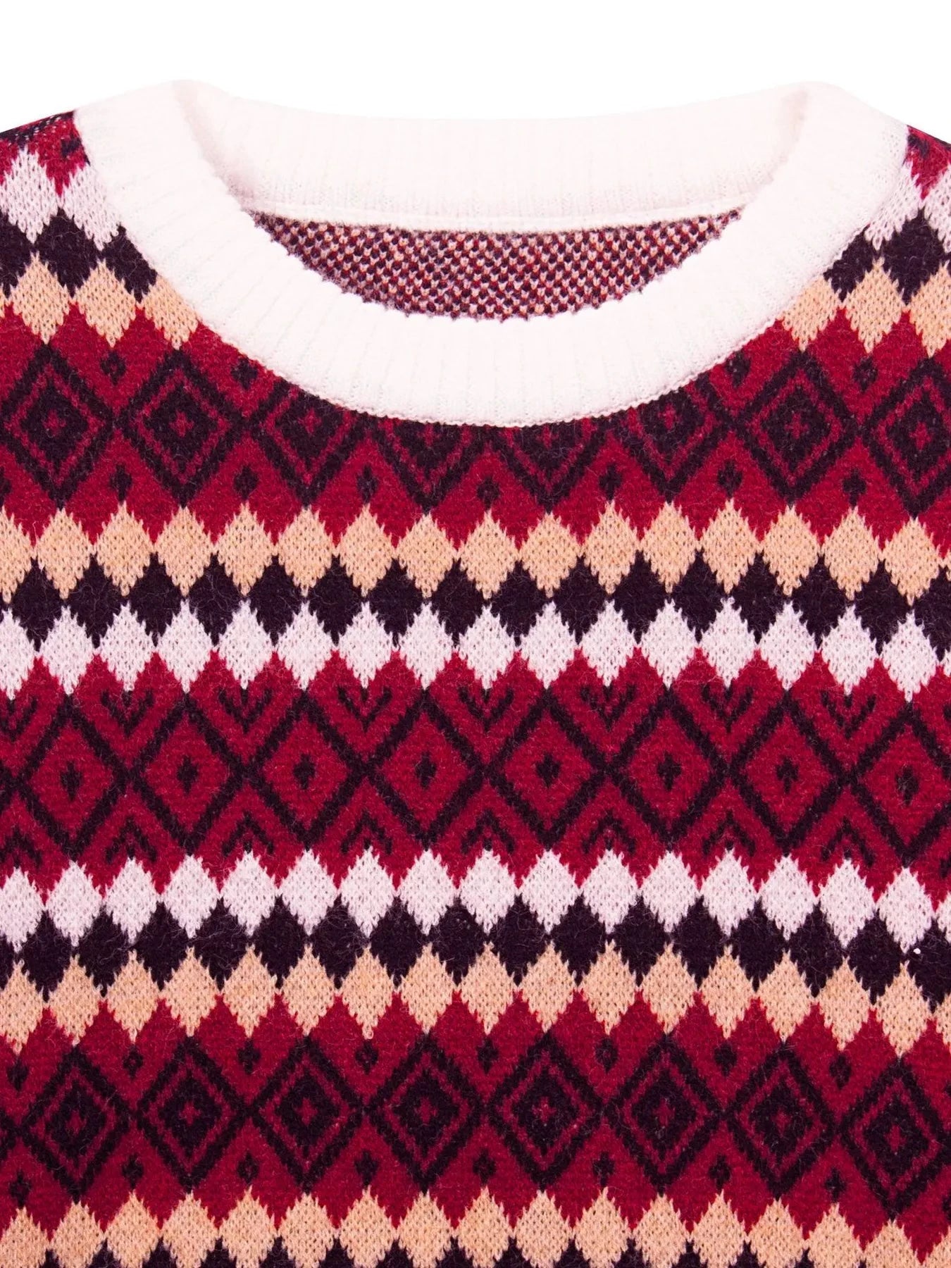 Geometric Pattern Round Neck Sweater by Trendsi
