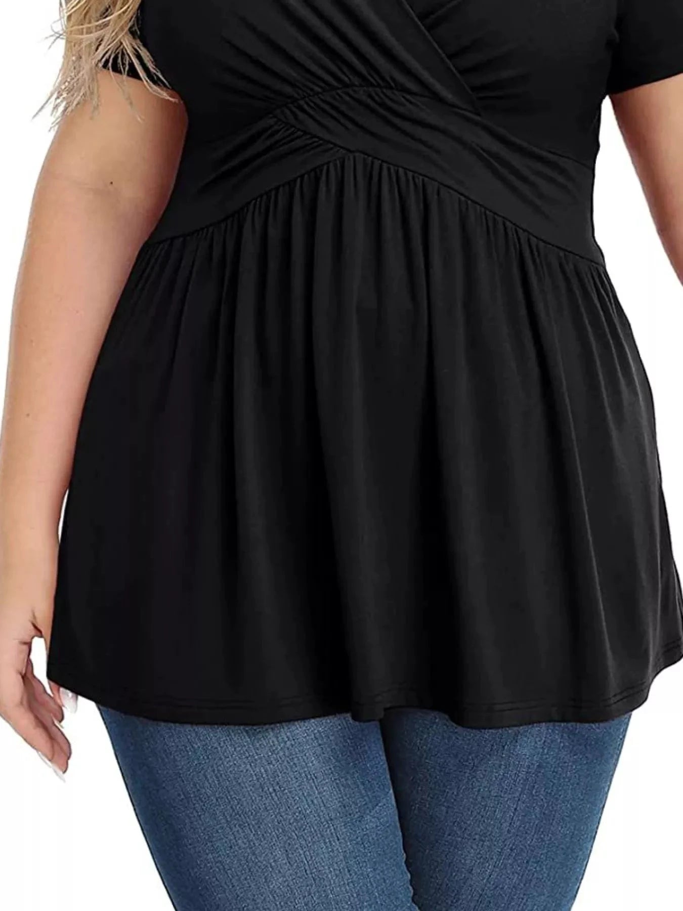Plus Size Surplice Short Sleeve T-Shirt by Trendsi