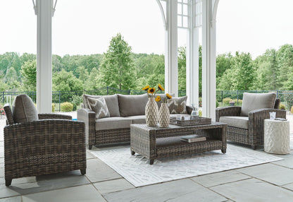 Gray All-Weather Wicker 4-Piece Patio Sofa Set with Table-2
