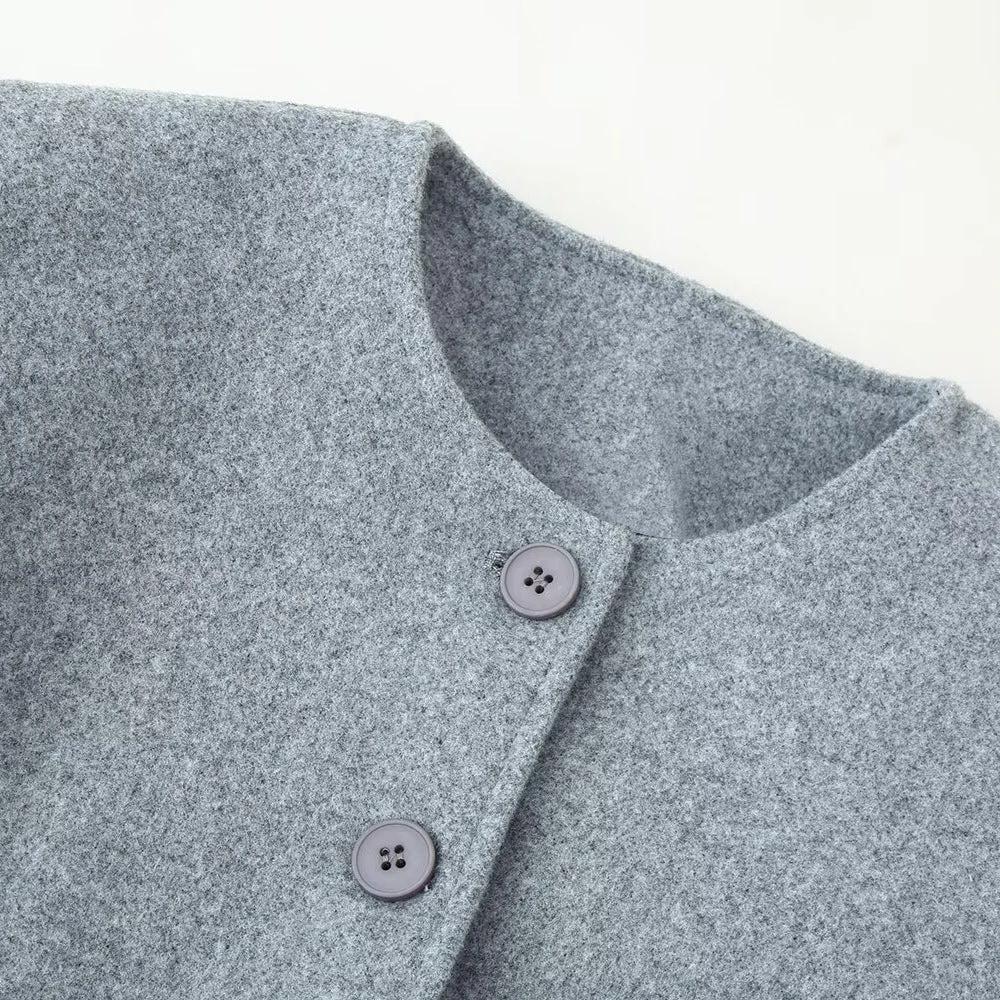 Multi breasted long spliced woolen coat by eprolo