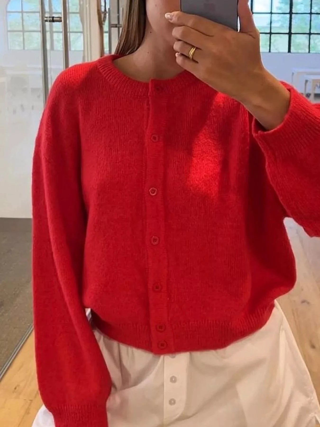 Button-Down Knit Cardigan by Trendsi