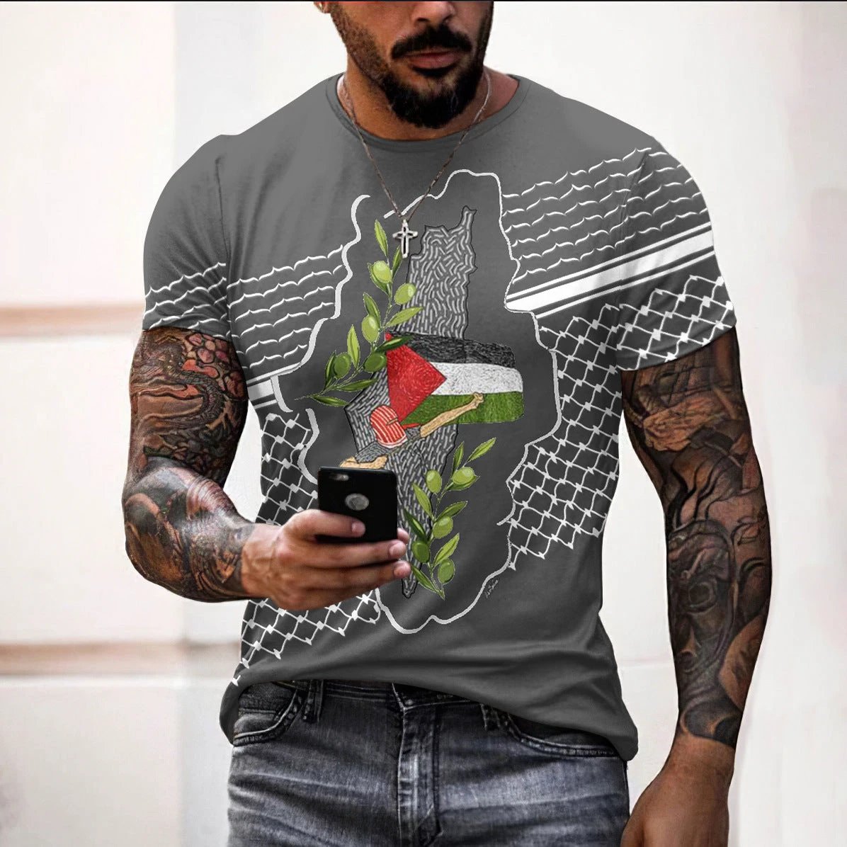 3D printed T-shirt men's summer Viking top casual short sleeved shirt by eprolo