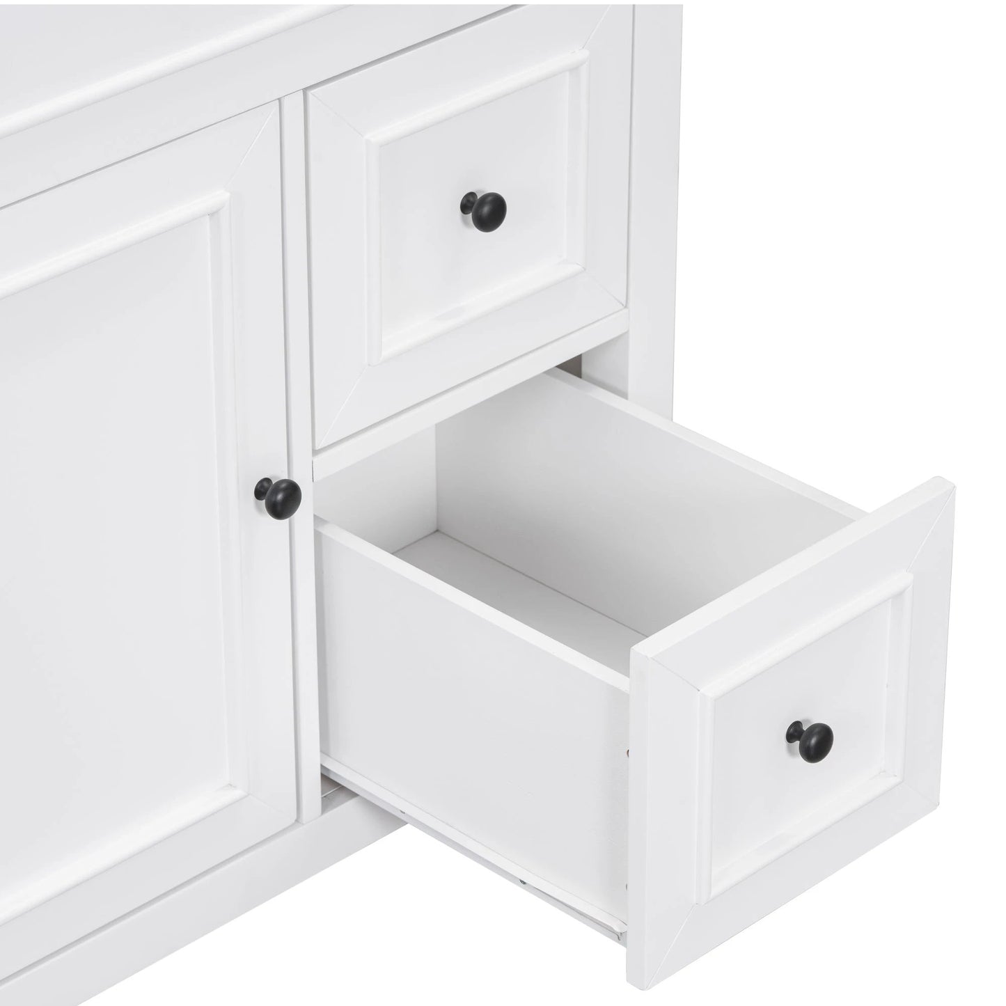 30" Bathroom Vanity with Sink Top, Bathroom Vanity Cabinet with Door and Two Drawers, Solid Wood Frame, One Package, White by eprolo