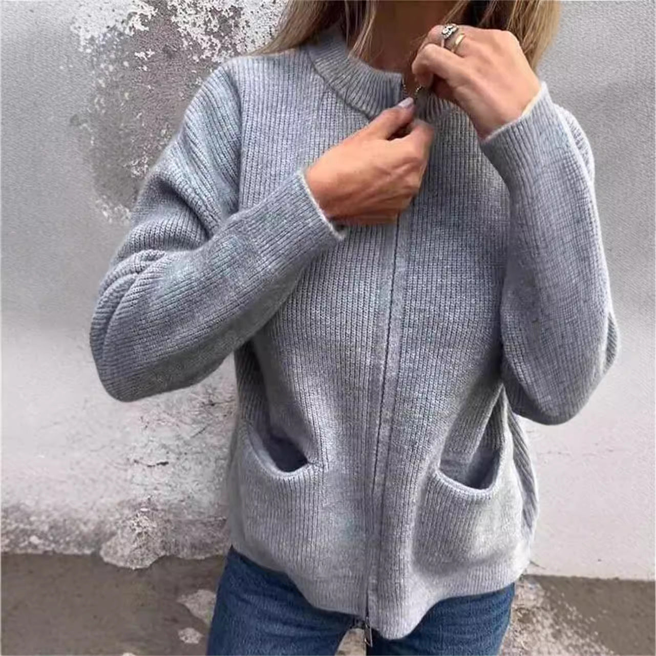Women's Casual Solid Color Pocket Cardigan Coat