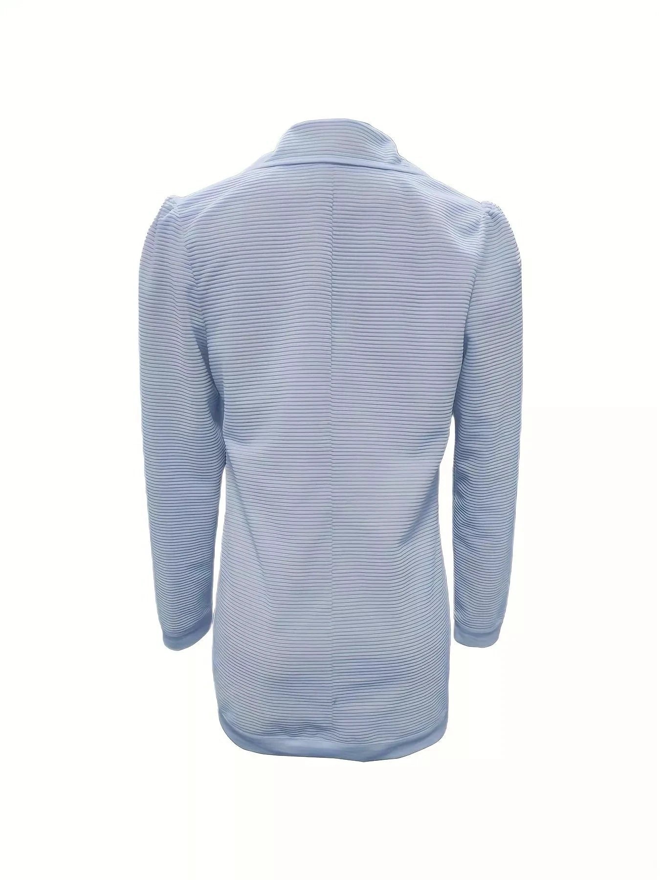 Texture Knit Double-Breasted Blazer by Trendsi