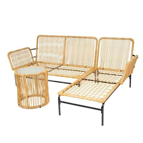 3-Piece Outdoor Patio Wicker Set with Thick Cushions by Jeansdenim.store