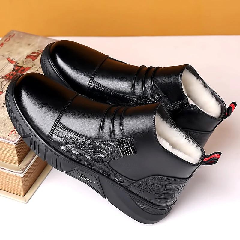 Men's leather boots, new Martin boots, men's trendy with fleece winter cotton shoes, fashionable Chelsea boots, British style boots, men's shoes by eprolo