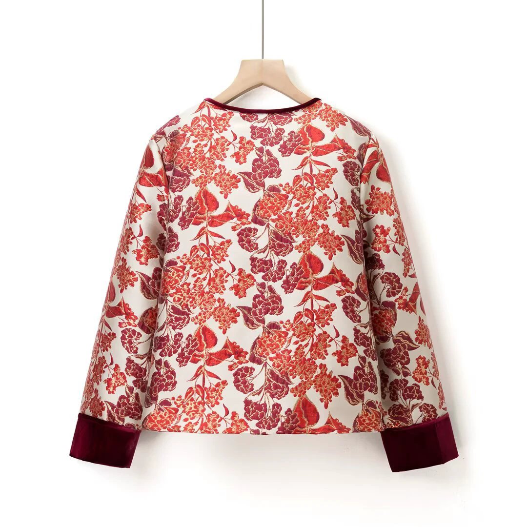Millennium Woven Brocade Cotton Jacket With Floral Patterns by eprolo