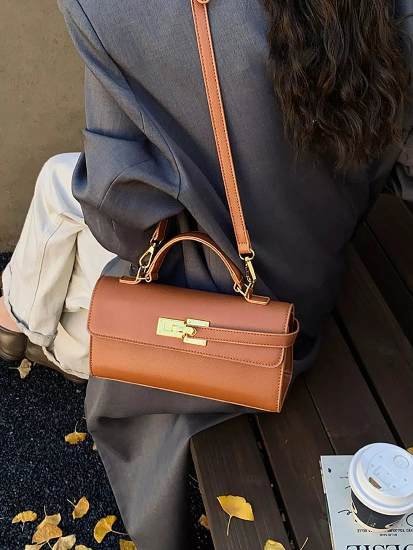 Golden Clasp Crossbody Bag by Trendsi