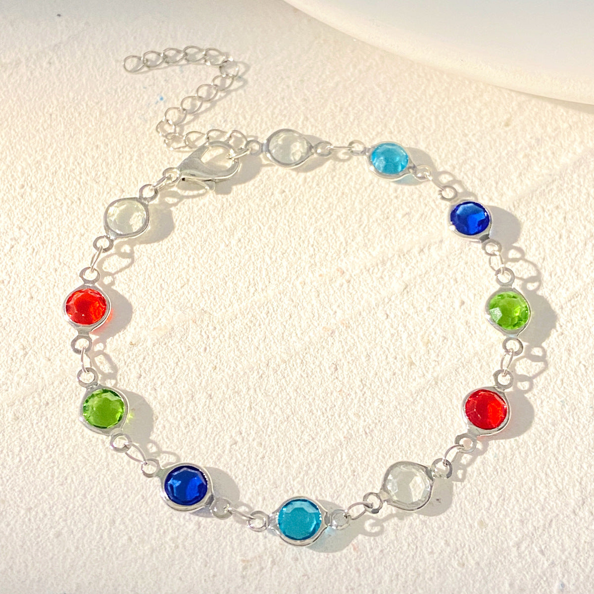Bracelet en zircon en forme de cœur coloré