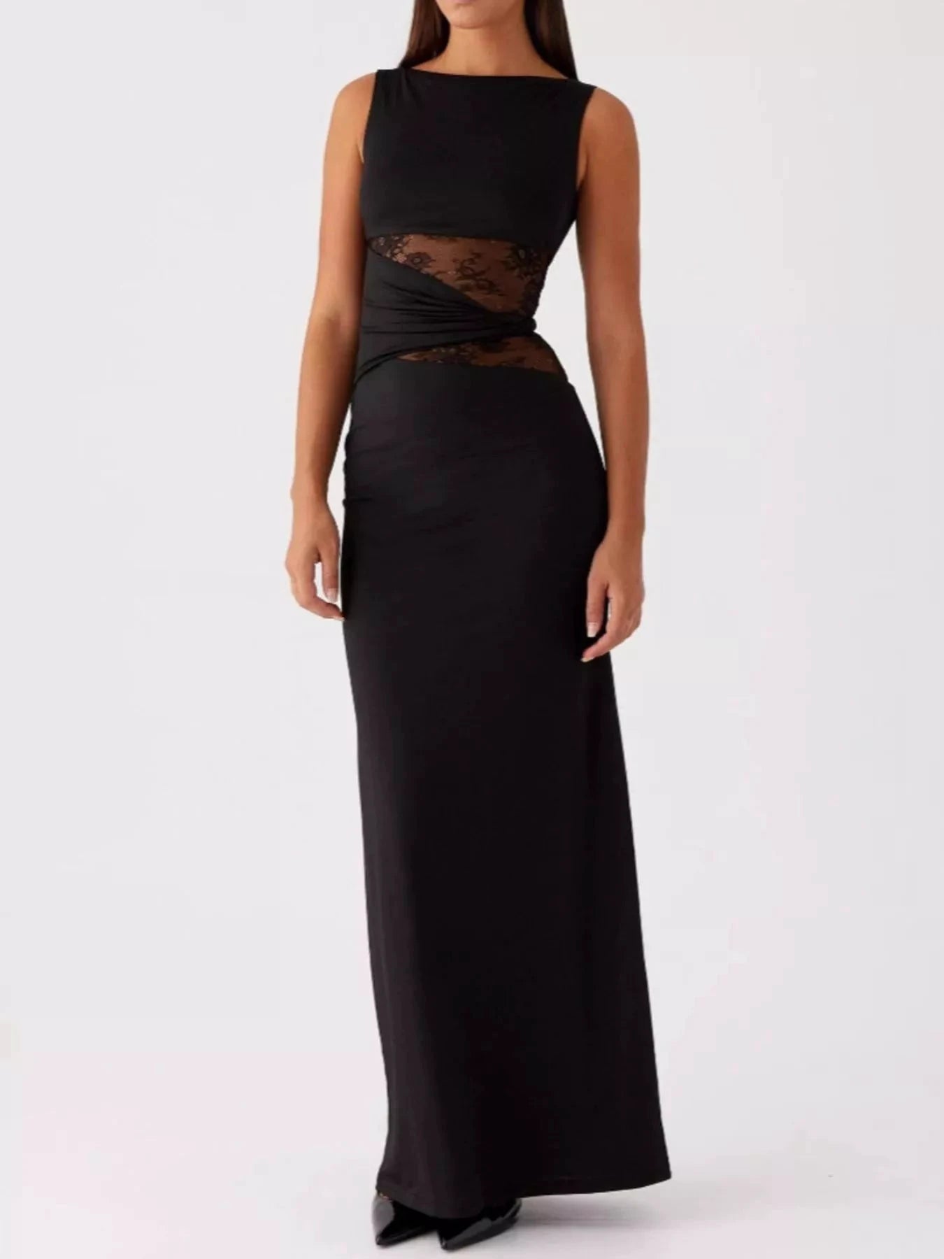 Lace Cutout Sleeveless Maxi Dress by Trendsi