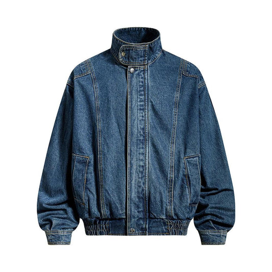 Washed Denim Stand up Collar Jacket by eprolo