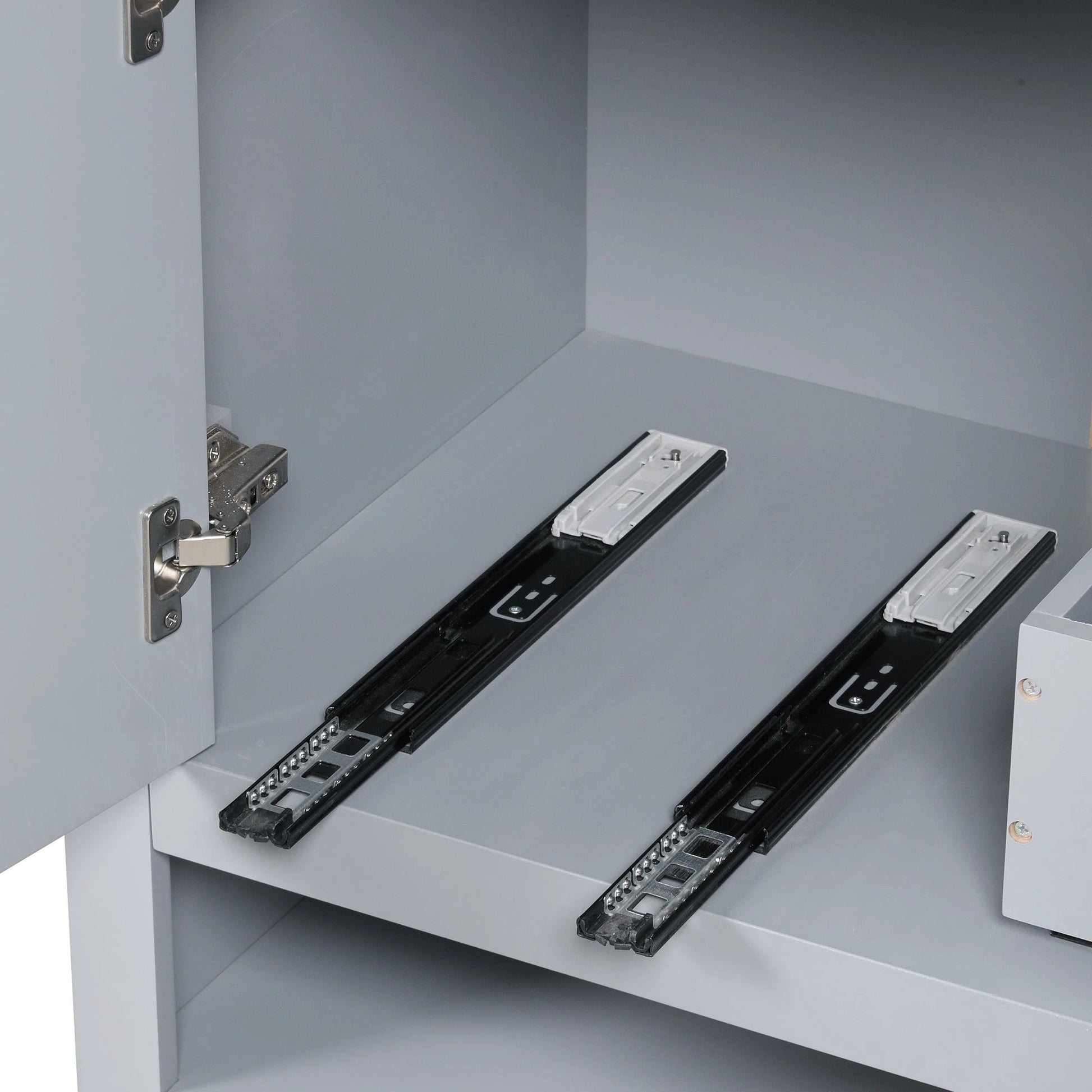 30" Bathroom Vanity with Sink, Multi-functional Bathroom Cabinet with Doors and Drawers, Solid Frame and MDF Board, Grey by eprolo