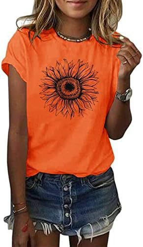 Women's T-Shirt Short Sleeve Sunflower Pattern Loose Summer Top