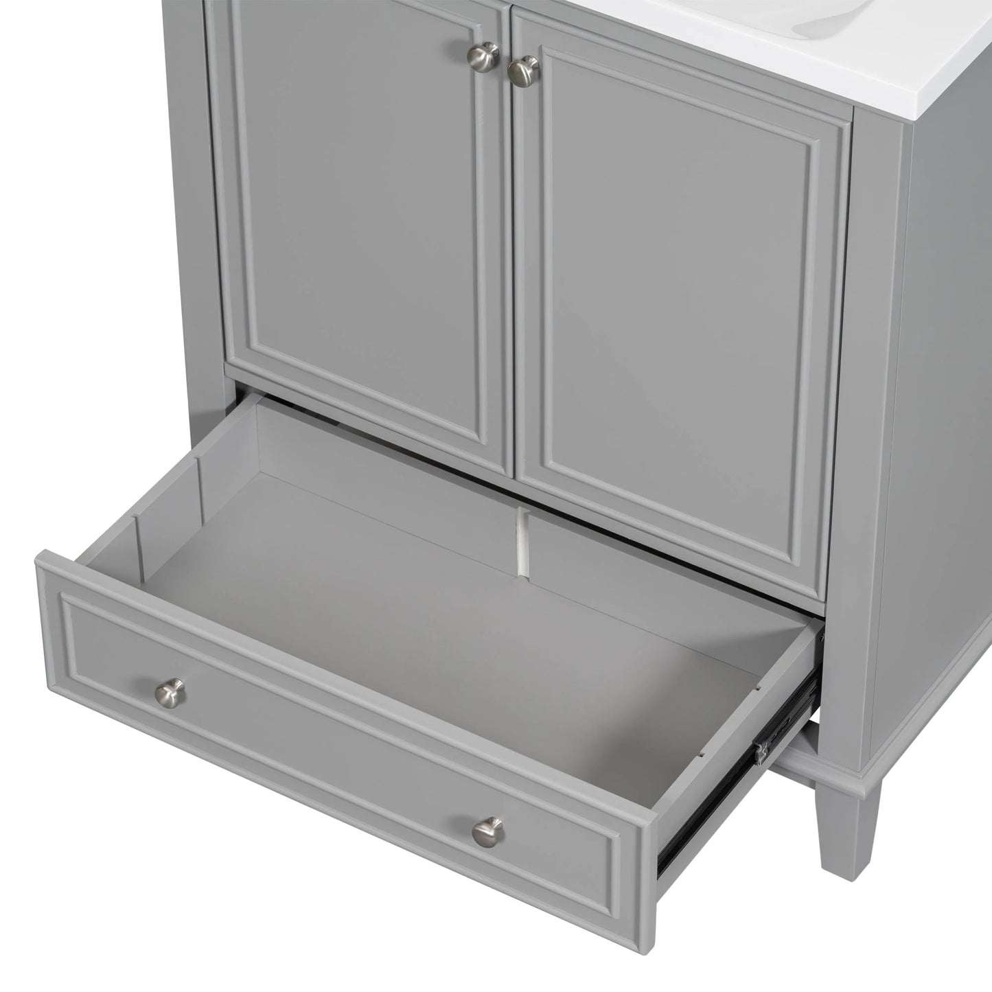 30inchgrey Bathroom Vanity with Sink ComboMulti-functional Bathroom Cabinet with Doors and Drawer Solid Frame and MDF Board by eprolo