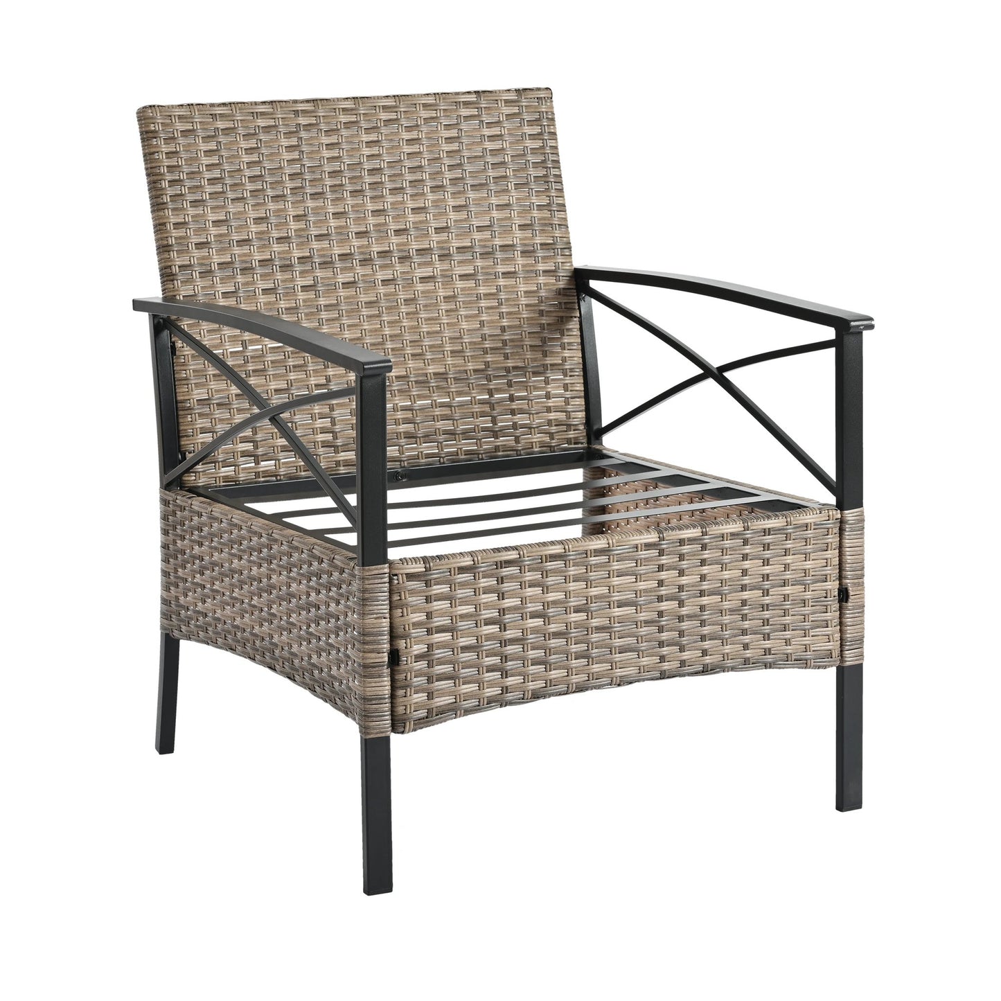 Patio Furniture, Outdoor Furniture, Seasonal PE Wicker Furniture, Four Set Wicker Furniture With Black Metal Table by eprolo