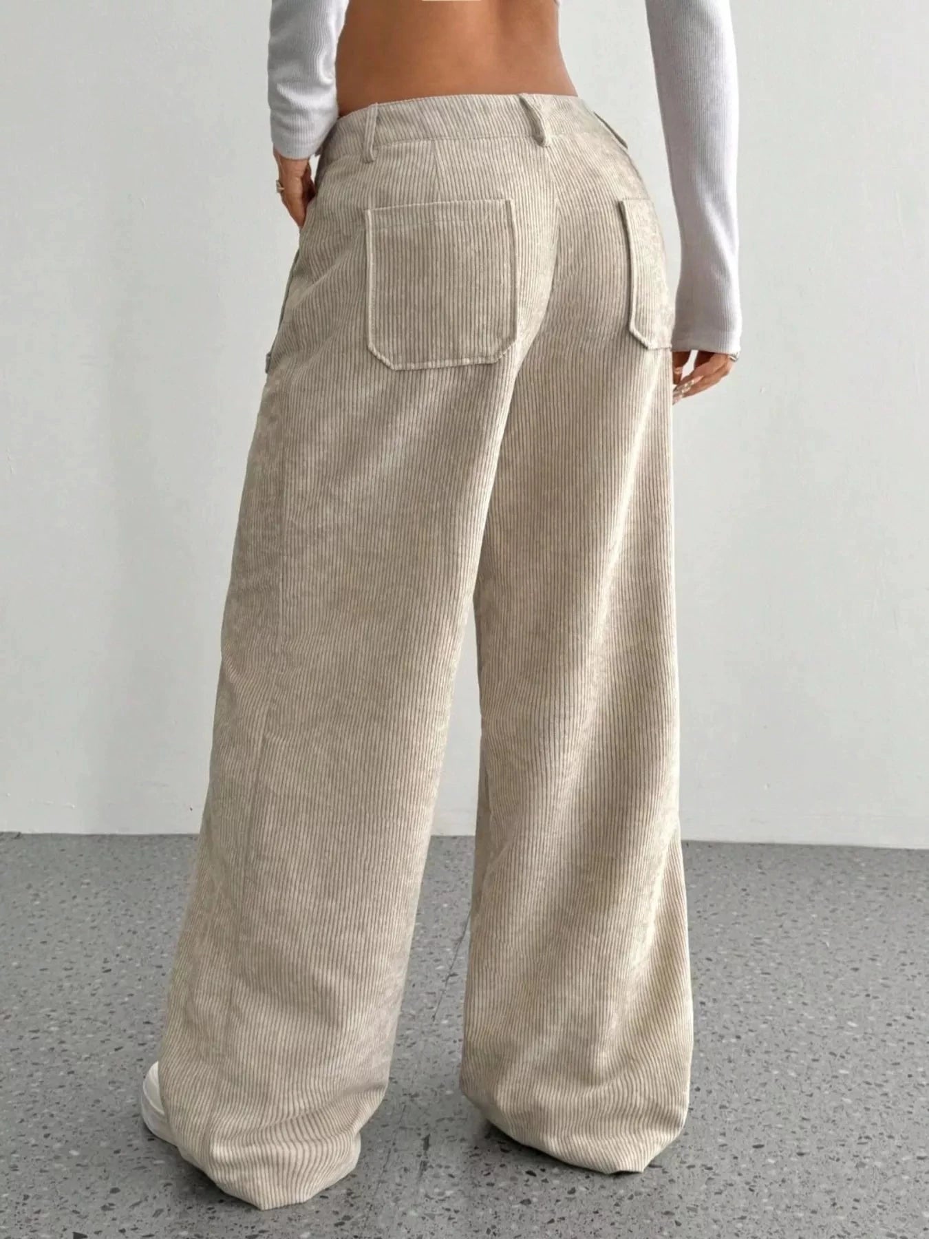 Corduroy Wide Leg Pants by Trendsi