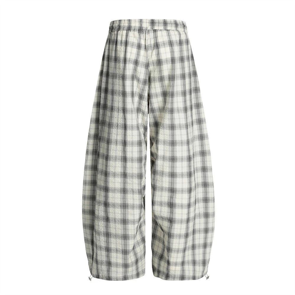 Loose Plaid Casual Curved Knife Pants by eprolo