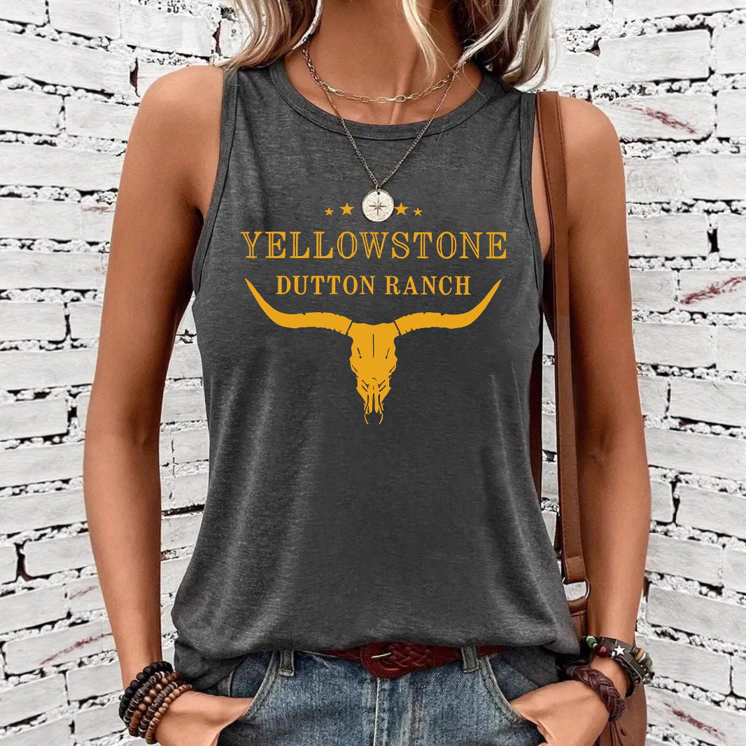 Western denim printed vest