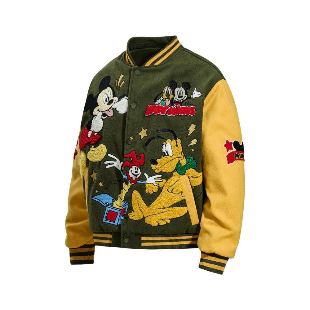 Mickey Cartoon Heavy Industries Embroidered Baseball Jacket by eprolo