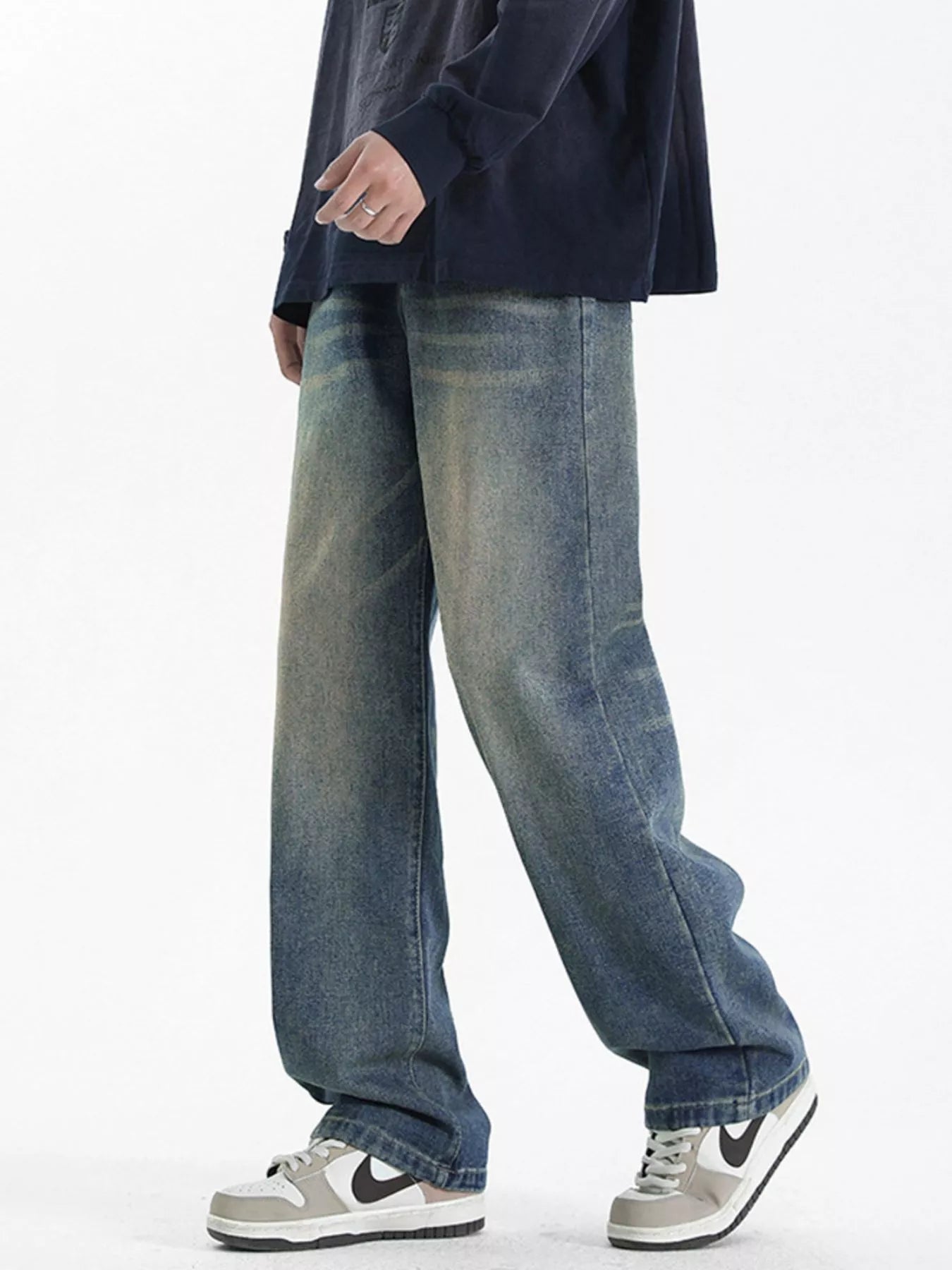 Men's Full Size Wash Loose Fit Jeans Plus Size by Trendsi