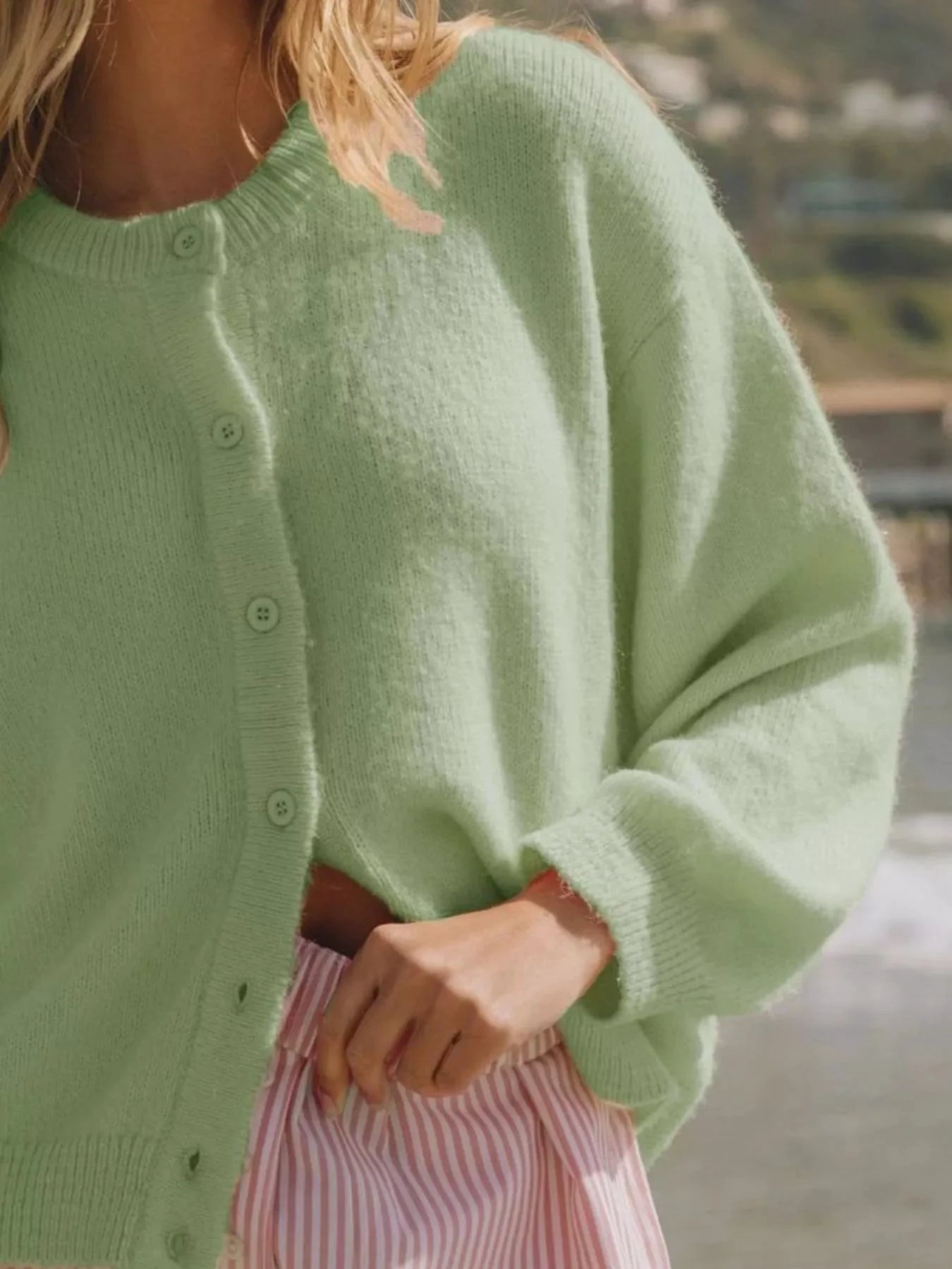 Button-Down Knit Cardigan by Trendsi