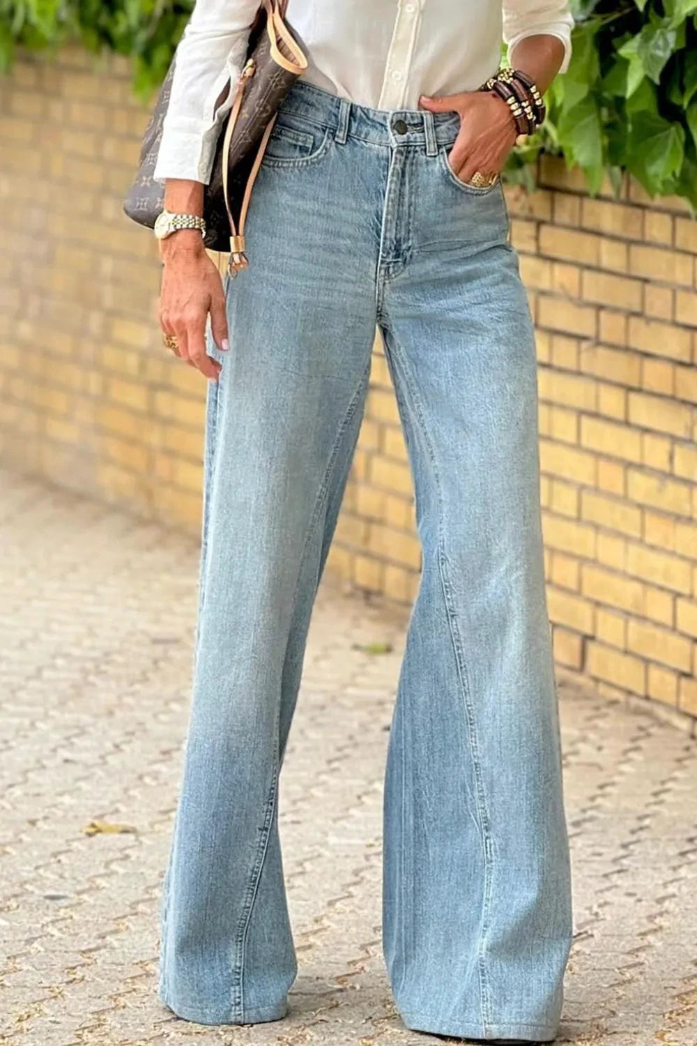 Wide Leg Jeans with Pockets by Trendsi