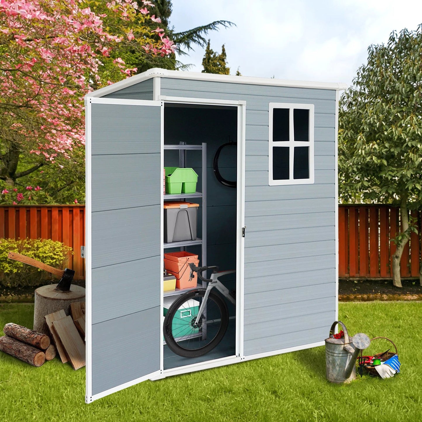 5x3ft Resin Outdoor Storage Shed Kit-Perfect to Store Patio Furniture Grey by eprolo