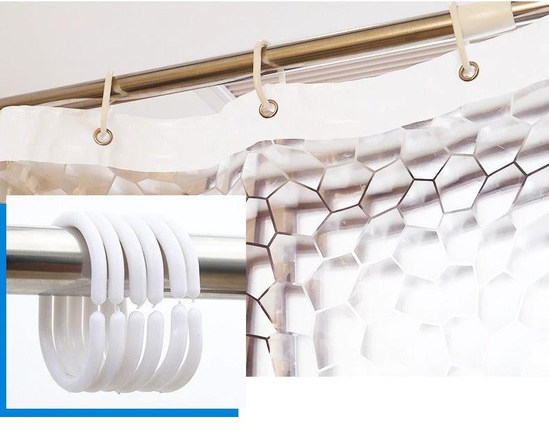 3D Water Cube Shower Curtain, Silk Pattern Waterproof Bathroom Partition Curtain, Cobblestone Curtain by eprolo