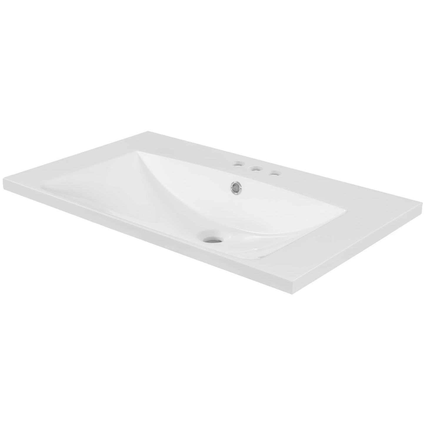 30" Single Bathroom Vanity Top with White Basin, 3-Faucet Holes, Ceramic, White by eprolo