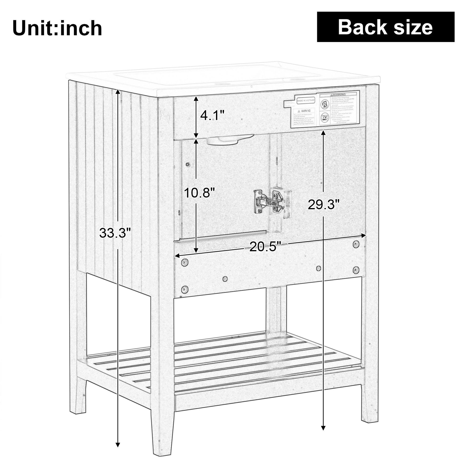 24" Black Modern Sleek Bathroom Vanity Elegant Ceramic Sink with Solid Wood Frame Open Style Shelf by eprolo