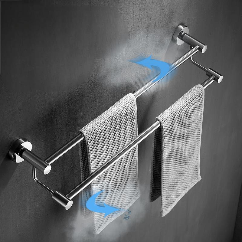 304 stainless steel towel rack, non perforated, bathroom towel double pole hanging rack, household towel rack by eprolo