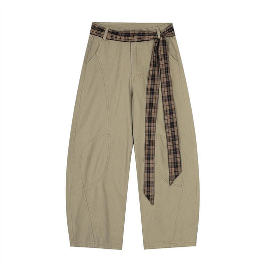 Plaid Strap Curved Knife Pants Work Pants by eprolo