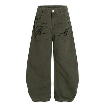 Washing Workwear Curved Knife Wide Leg Pants by eprolo