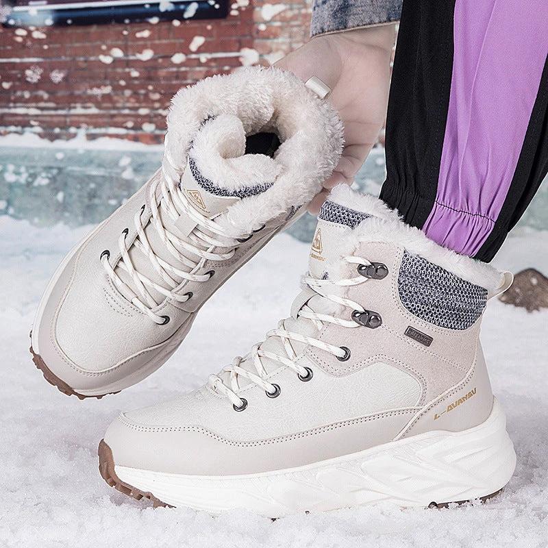 Fashion Style Type of Footwear Winter Outdoor Mid-Cut Fleece Lined Snow Boots with Height Increase Warm Men's Cotton Shoes &amp Women's Warm Walking Shoes by eprolo