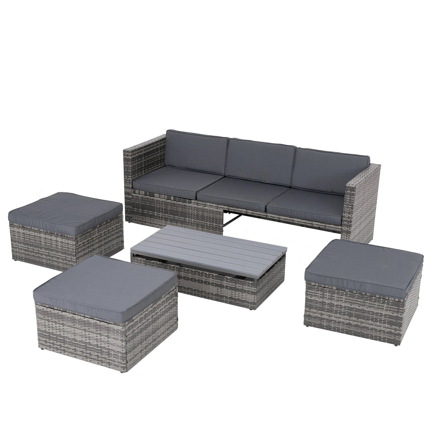 Patio Furniture, Outdoor Furniture, Seasonal PE Wicker Furniture,5 Set Wicker Furniture With Plywood Coffee Table by eprolo