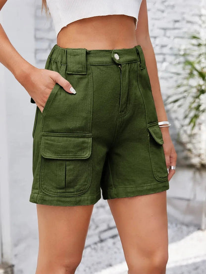 High Waist Washed Denim Shorts by eprolo