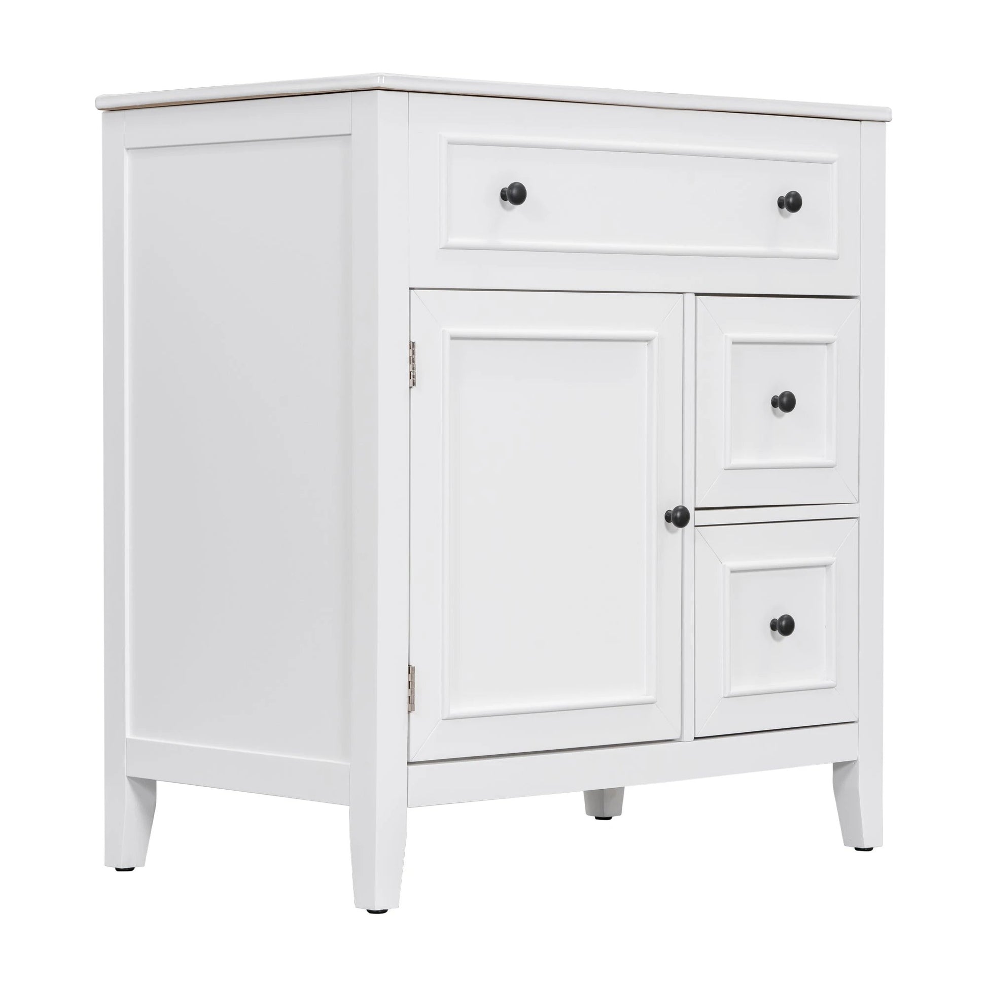 30" Bathroom Vanity with Sink Top, Bathroom Vanity Cabinet with Door and Two Drawers, Solid Wood Frame, One Package, White by eprolo