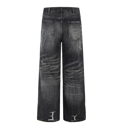 Distressed Ripped Washed Vintage Combat Denim Pants