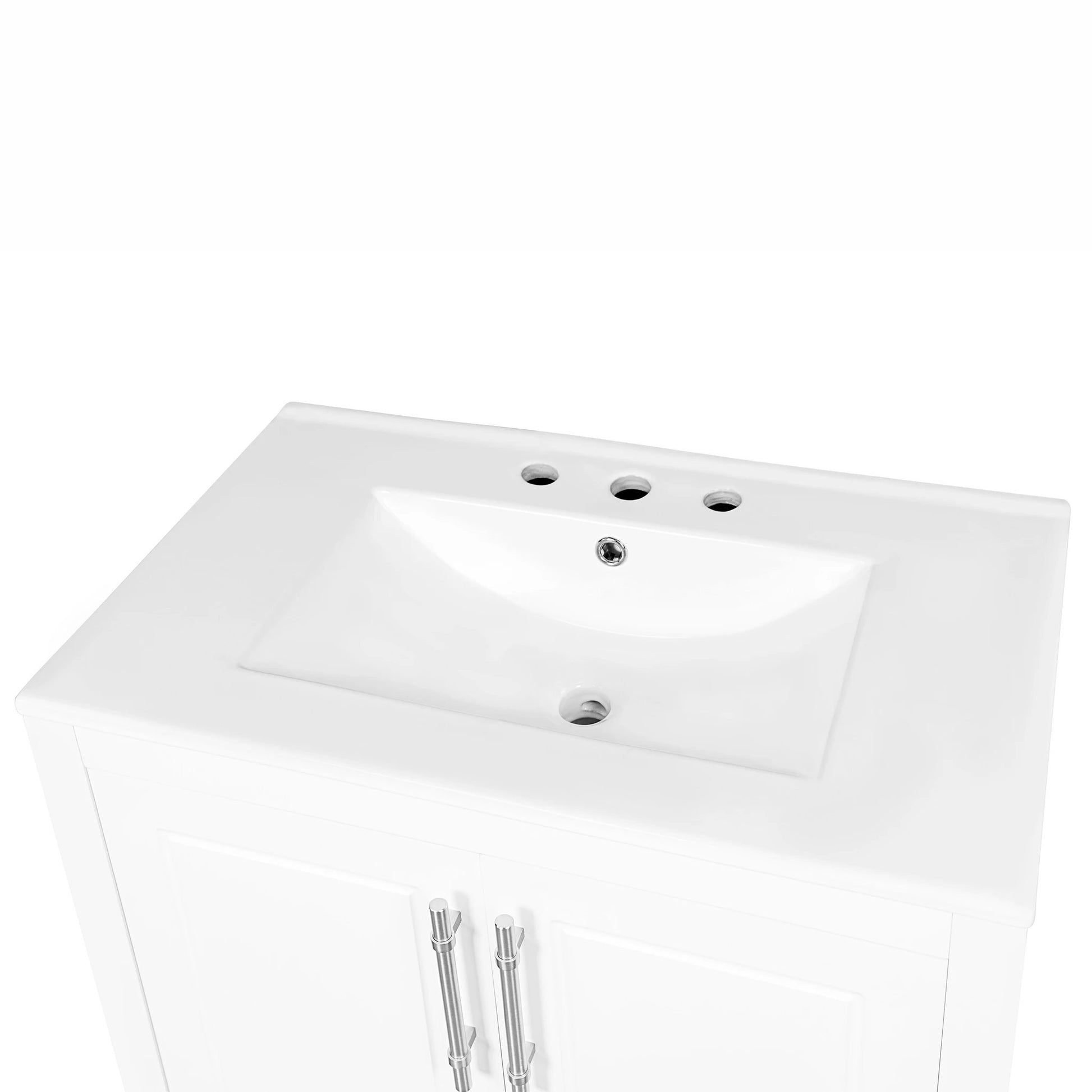 30" Bathroom Vanity with Sink Multi-functional Bathroom Cabinet with Doors and Drawers Solid Frame and MDF Board, White by eprolo