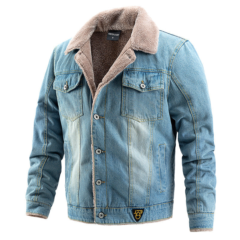 Denim jacket With Plush and Thick coat for Men's