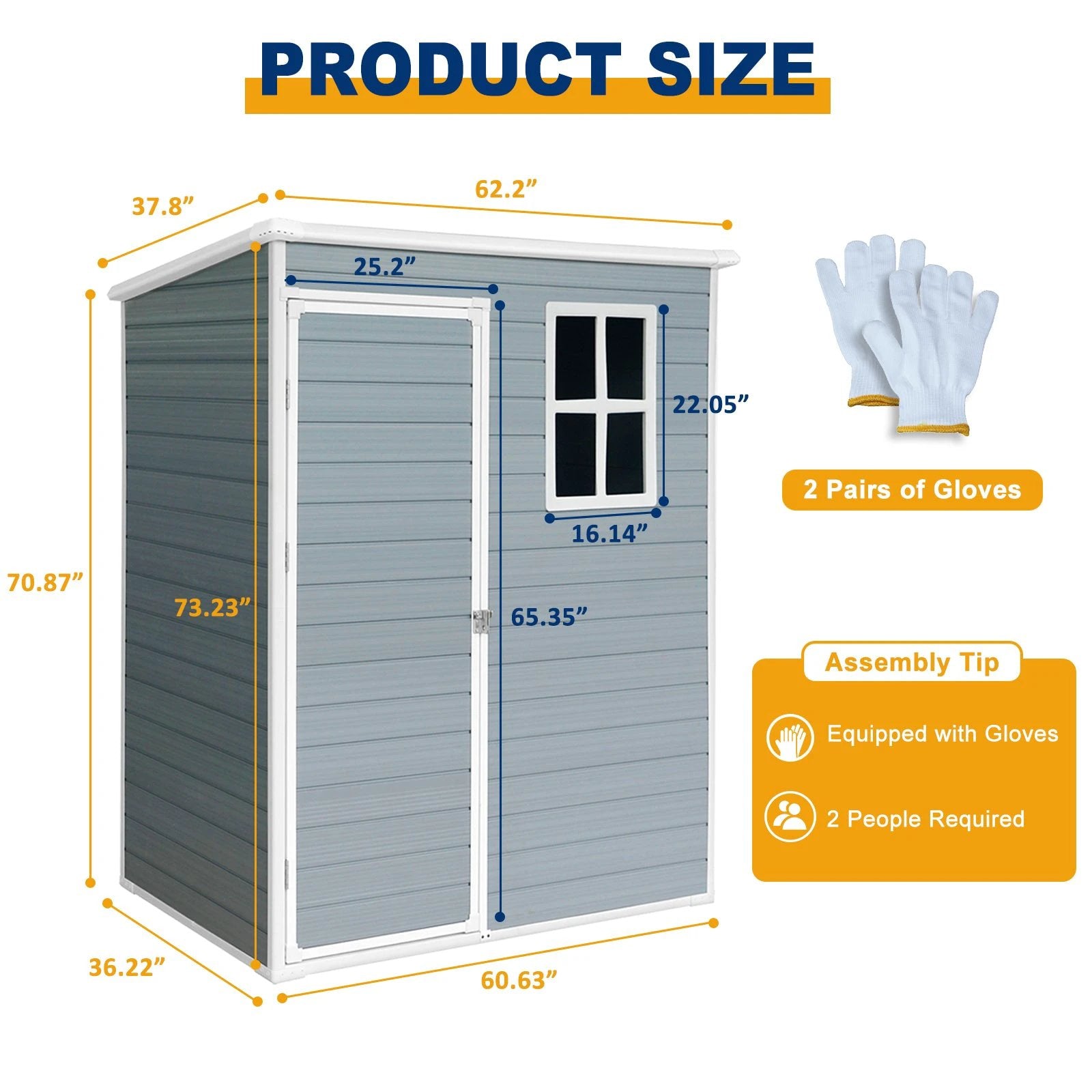 5x3ft Resin Outdoor Storage Shed Kit-Perfect to Store Patio Furniture Grey by eprolo