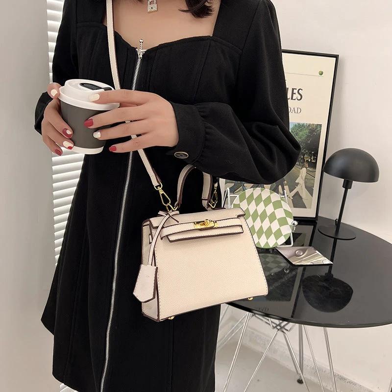 Size Solid Color PU Kelly Bag Candy Color Handbag Cross Shoulder Fashion Model Bag by eprolo