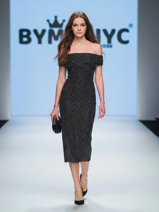 Black Midi Evening Dress GREENWICH: Prêt-à-Porter Line BYMANYC ® New York by BYMANYC ® New York