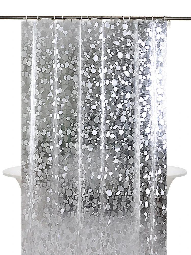 3D Water Cube Shower Curtain, Silk Pattern Waterproof Bathroom Partition Curtain, Cobblestone Curtain by eprolo