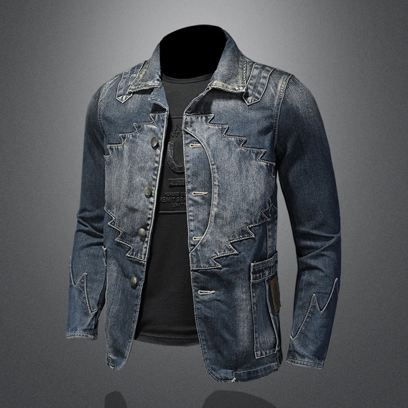 Stylish Ethnic Design Denim Blazer Jacket