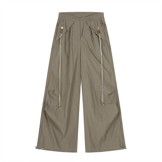 Beaded Woven Waistband Workwear Casual Pants by eprolo