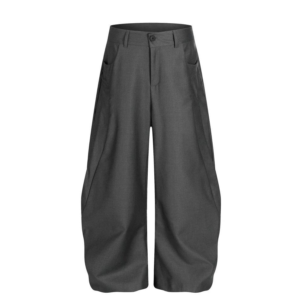 Solid Color Loose Curved Knife Pants by eprolo